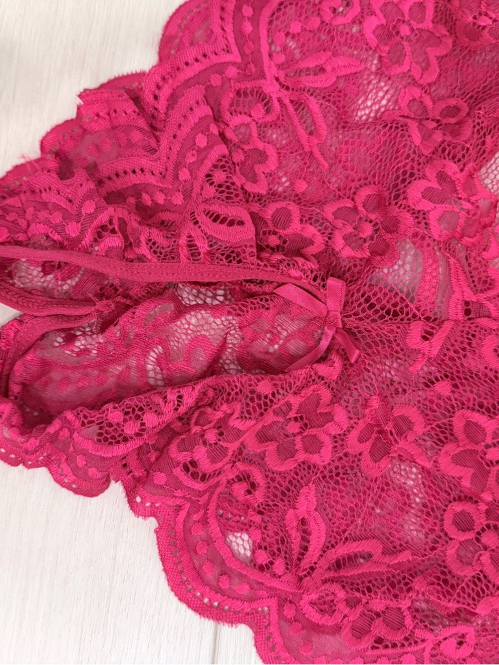 Women's Sexy Lace Teddy Bodysuit Red Rose - Elegant Sheer open Croch - Picture 6 of 8